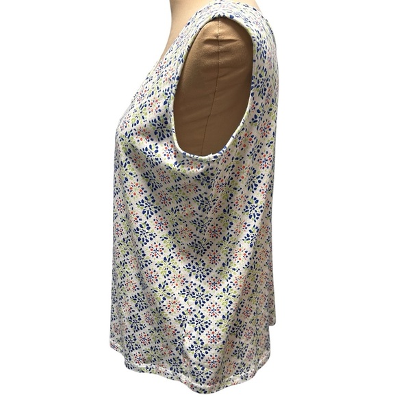 T For Talbots Womens Plus V-Neck/Back Tank Top 0X Multicolor Geometric Pattern - Picture 4 of 8
